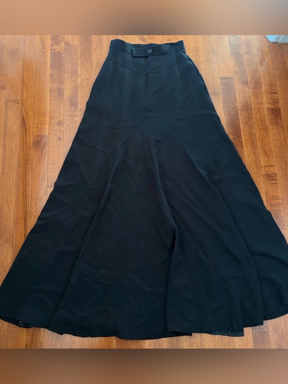 Vintage Escada Couture Black A-Line Maxi silk Skirt